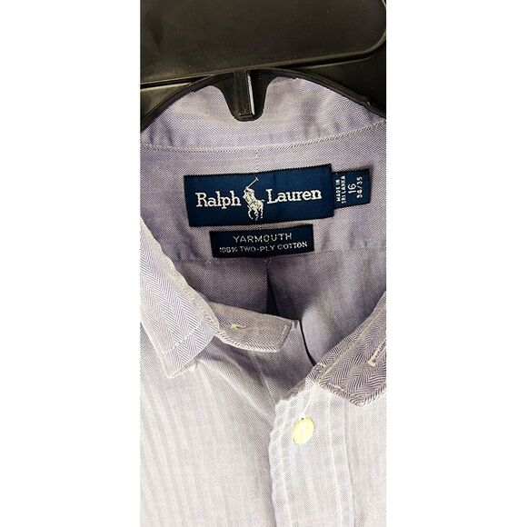 Polo Ralph Lauren Mens 16.5 Blue/Purple Pinstripe Yarmouth Oxford Casual XL - Picture 2 of 5